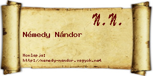 Némedy Nándor névjegykártya